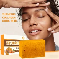 Savon à l'huile essentielle pour éliminer et blanchir l'acné au curcuma, avec protéines de collagène et acide citrique, savon à récurer fait à la main au citron 3
