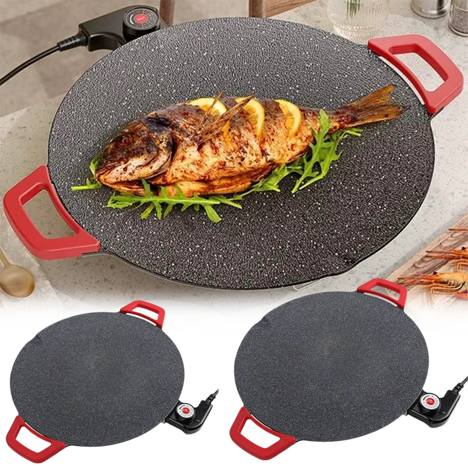 Electric Indoor Griddle Pan,Non-Stick Electric Bbq Grills,Portable Countertop Electric Grills Pan,For Family Gathering 1