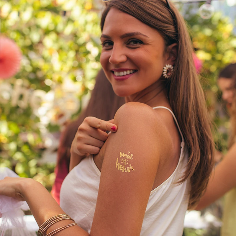 10pcs Combination Golden Team Bride Tattoo Sticker Bride To Be Bachelorette Party Hen Party Bridal Shower Wedding Party Decor