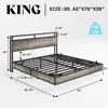 Bed Fram, King Size Floating Bed Frame with 2-Tier Storage Headboard, Metal Bed Frame with Charging Station & LED Lights 2