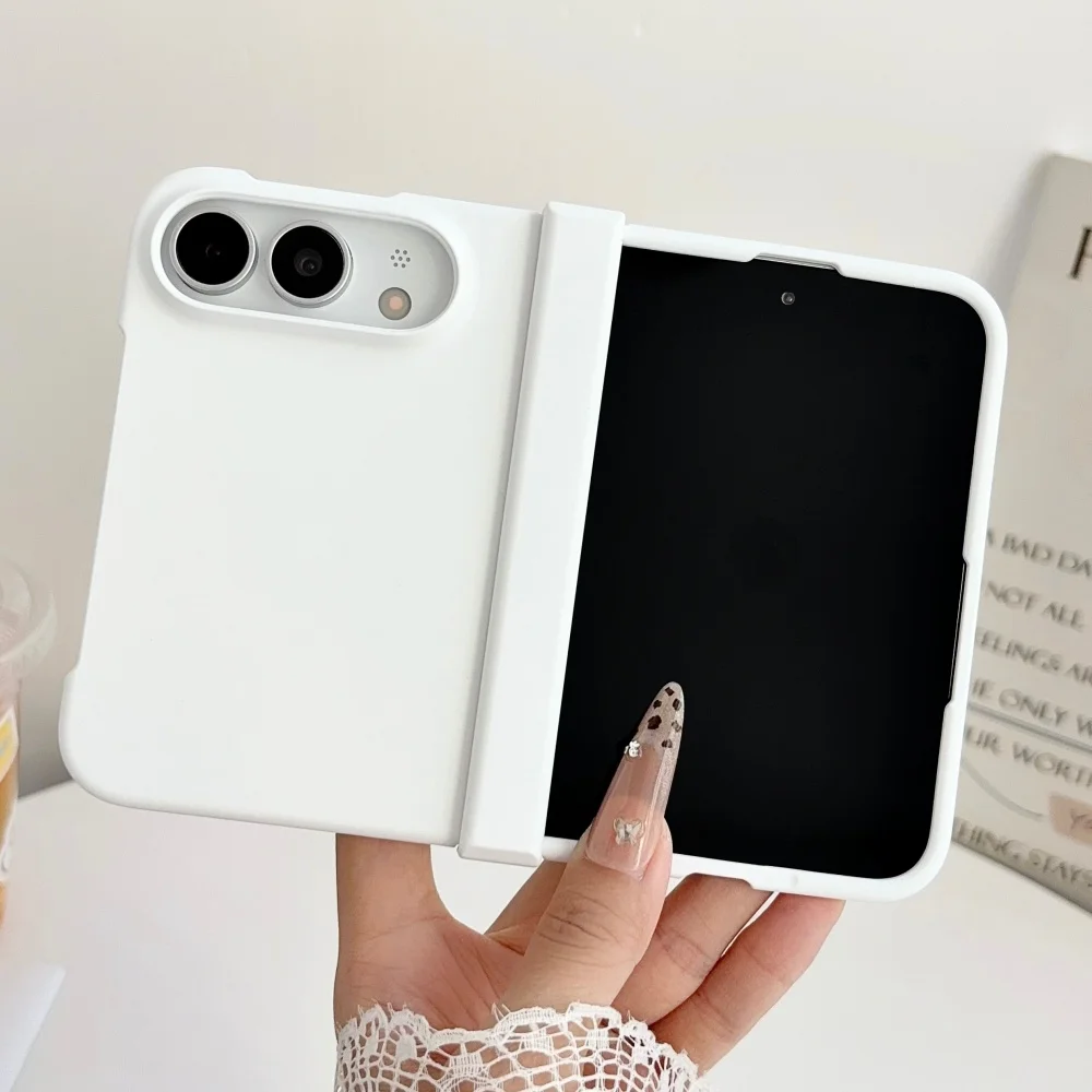Matte Solid Color Shockproof Folding Phone Case with Hinge Protection