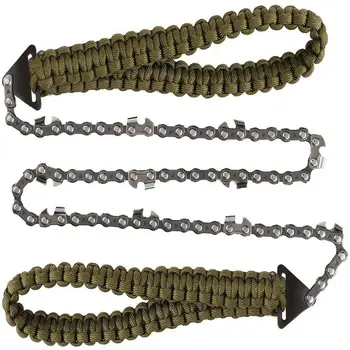 11 Tooth Handheld Chains Saw Portable Survival Hand Zipper Saw Wire Saw Outdoor Hiking Wood Cutting Tool with Bag Camping Gear 2