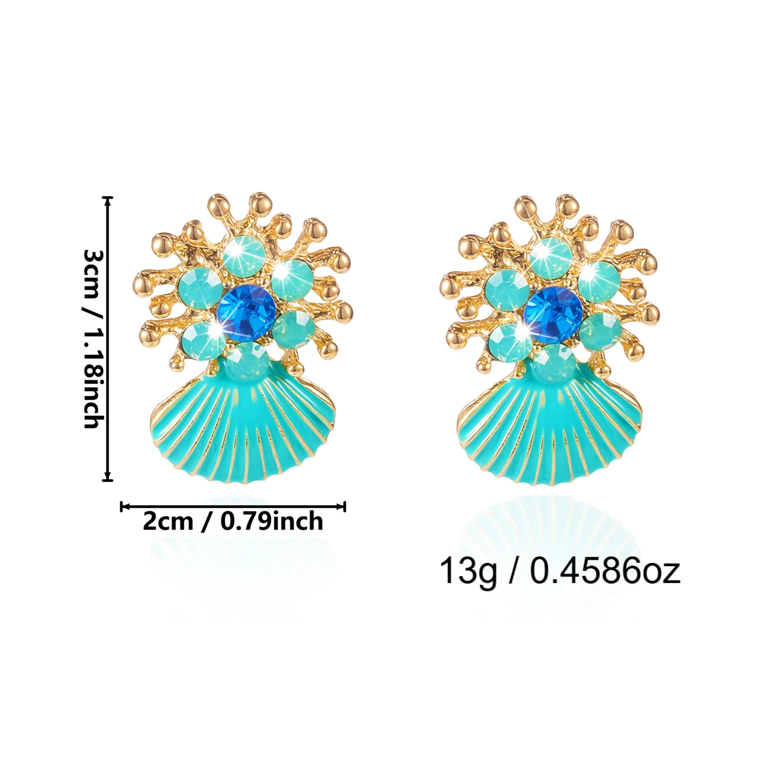 Ozean-Serie Emaille-Seestern-Ohrringe für Damen, Übertriebene Bunte Strass-Seestern-Ohrringe, Sommerurlaub-Charm-Schmuck – Detail 7