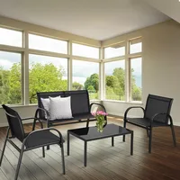 4 PCS Patio Furniture Set Sofa Coffee Table Patio Seating Set Garden Deck  furniture  cafe table 1