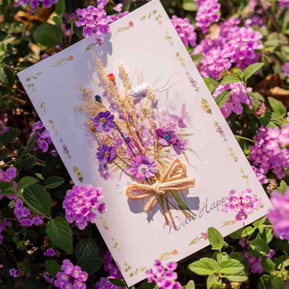 3D Dried Flower Greeting Card Envelopes Mother's Day Greeting Card Thank You Letter Invitation Business Exquisite