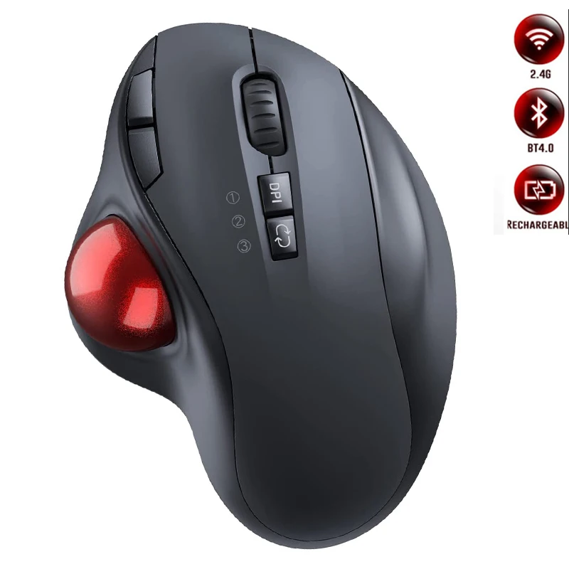 2.4G+Bluetooth Trackball Mouse Rechargeable Gaming Mouse for Mac WindowsCreative Professional