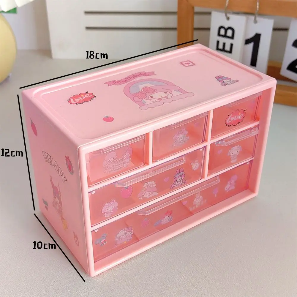 Sanrio Multi Layered Grid New Storage Box Kulomi Desktop Student Stationery Jewelry Storage Large Capacity Cartoon Box