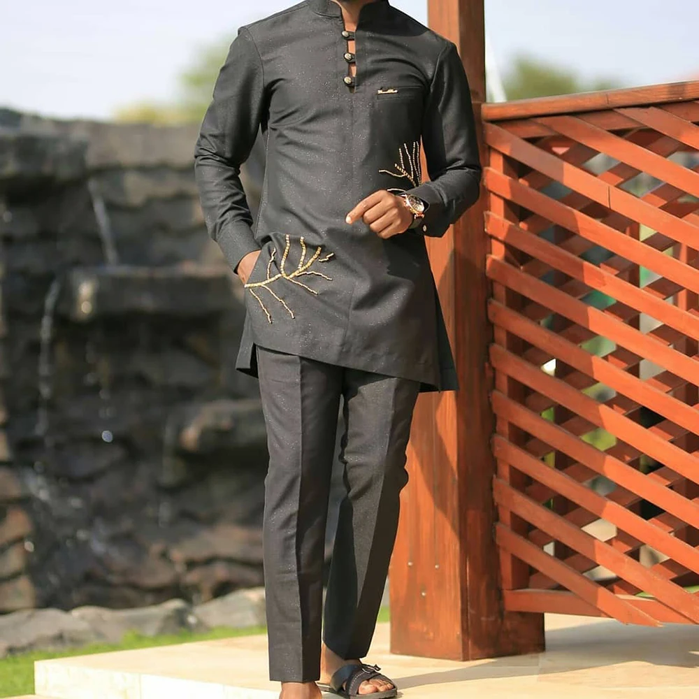 Men\'s Designer Clother Luxury Brand Clothing For Male African Traditional Outfit Dashiki 2Pc Elegant Men Suits Full Pant Sets