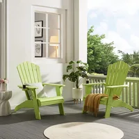 Adirondack Chair, Oversized Poly Lumber Fire Pit Chair with Cup Holder, 350Lbs Support Patio Chairs for Garden, Weather Resista 2