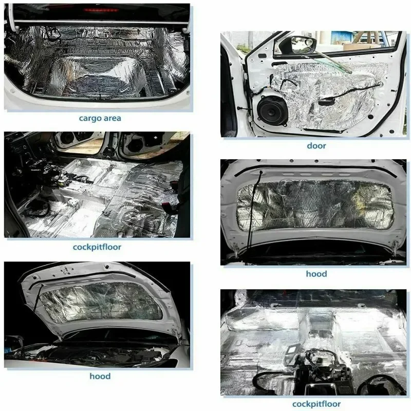 10 Sheets Sound Deadener Heat Insulation Mat 5mm Car Van Sound Proofing Deadening Insulation Car Hood Silent