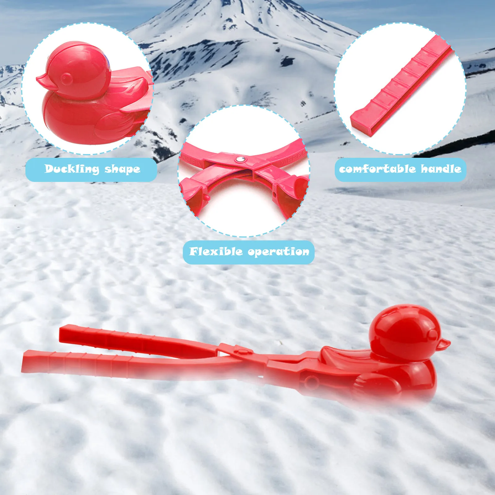 Snowball Maker Clip for Kids Adult Duck Shape Clip Tongs for Outdoor Sand Snow Ball Mold Toys 1/3pcs