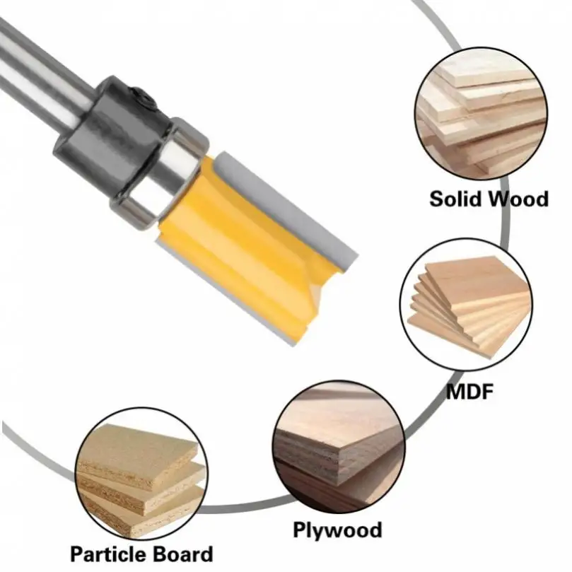 4pcs Straight Wood Milling Cutters For Woodworking Tool 1/4 Inch Shank Lengthened Trimming Cutter Prevent Tearing