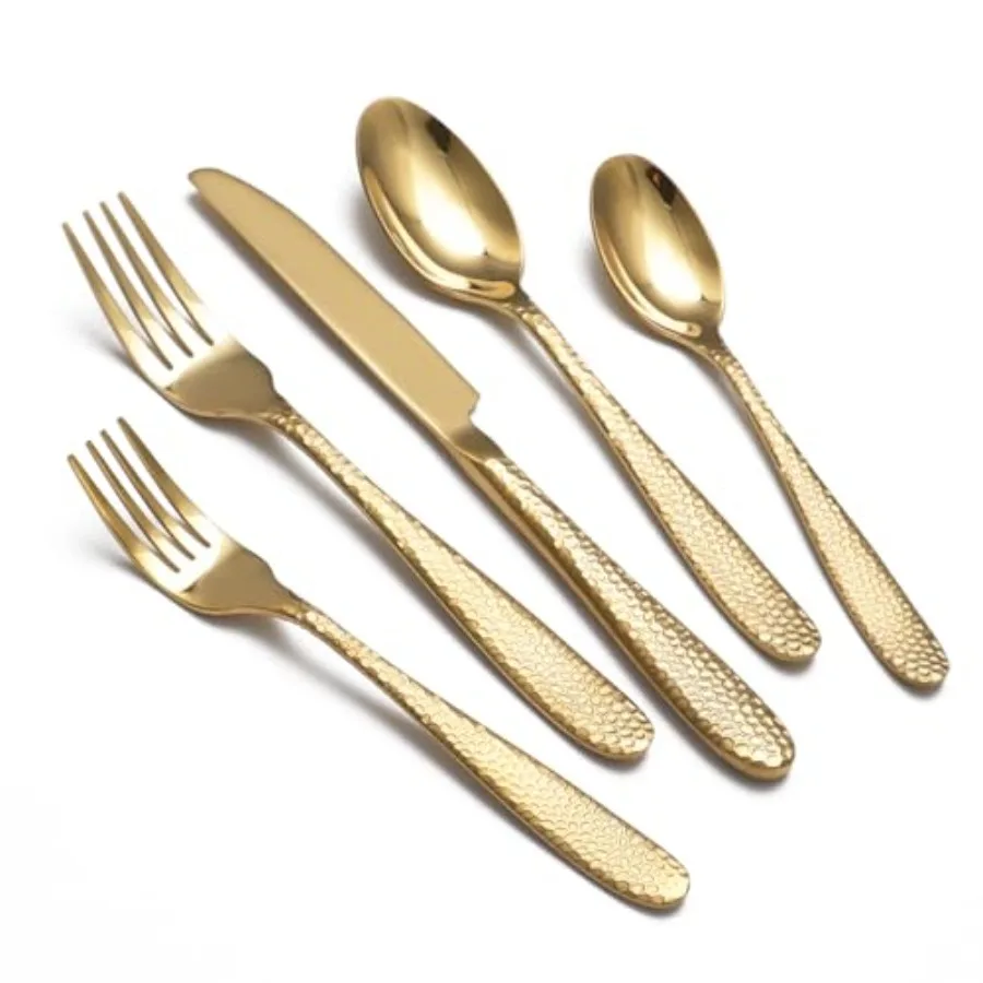 Hammered ware Set Stainless Steel Heavy Duty Flatware Set for 4 Food-Grade Tableware Cutlery Set for Home Restaurant Mirror Pol