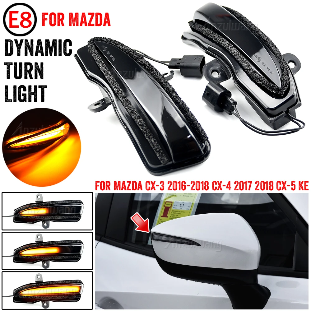 

2 pieces LED Light Dynamic Turn Signal Side Mirror Blinker Indicator For Mazda CX-3 CX3 2016-2018 CX-4 CX-5 CX5 2016 2016.5