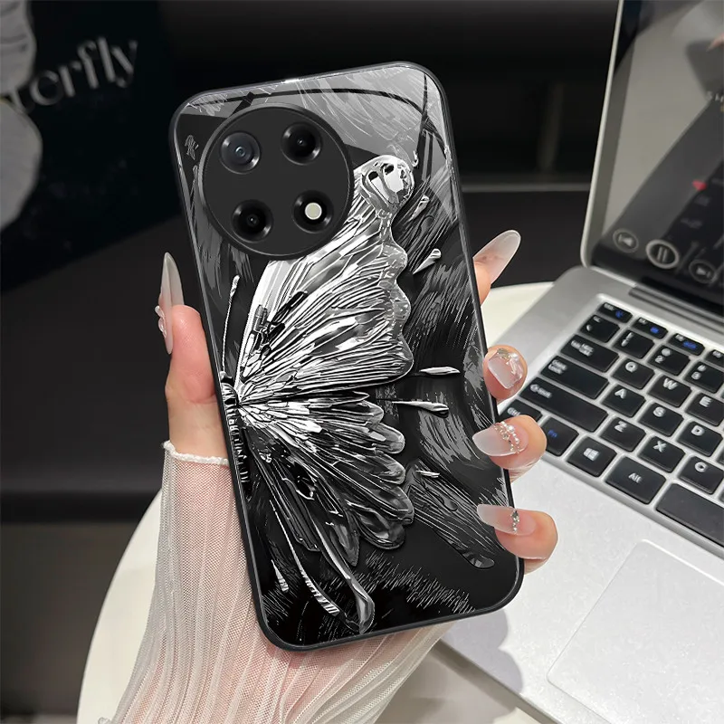 Butterfly Shockproof Tempered Glass Phone Case