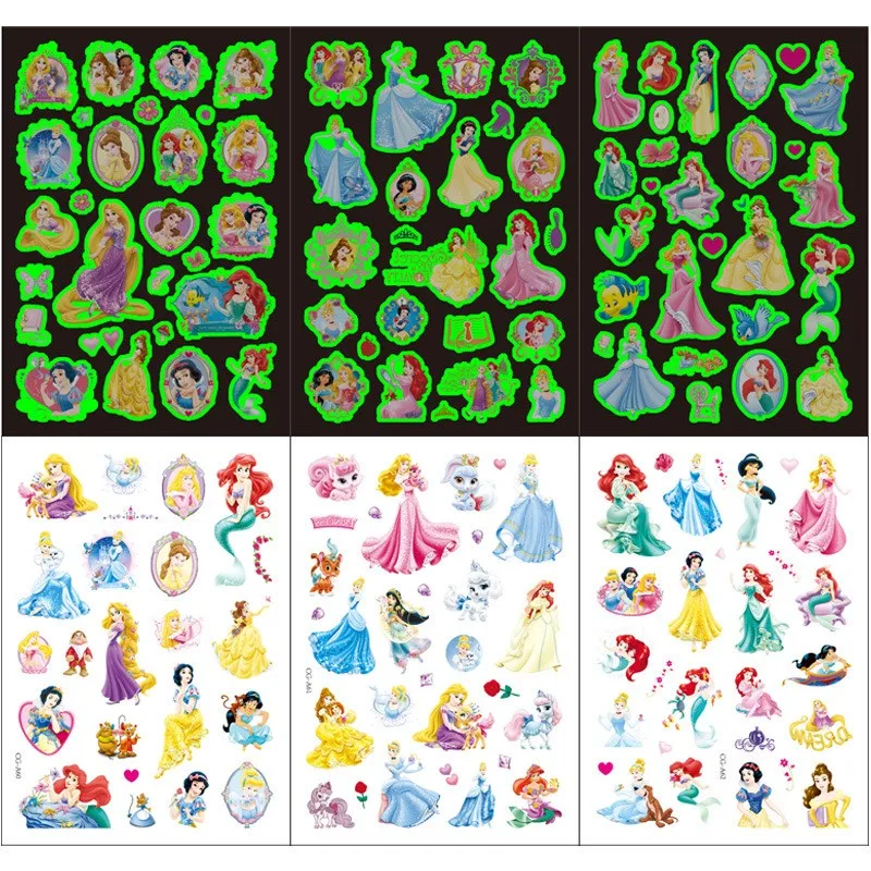 

Светящиеся тату-наклейки «Принцесса Диснея», Мультяшные «Холодное сердце Анна», светящиеся татуировки для рук и лица, Детские татуировки для тела, 1 шт.