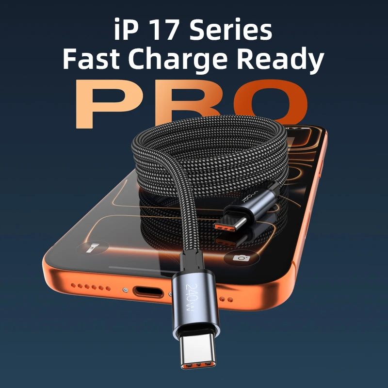 VYVYLABS 240W 타입-C 데이터 케이블 아이폰 17 16용 자석식 보관형 고속 충전 케이블 타입-C to 타입-C 삼성용
