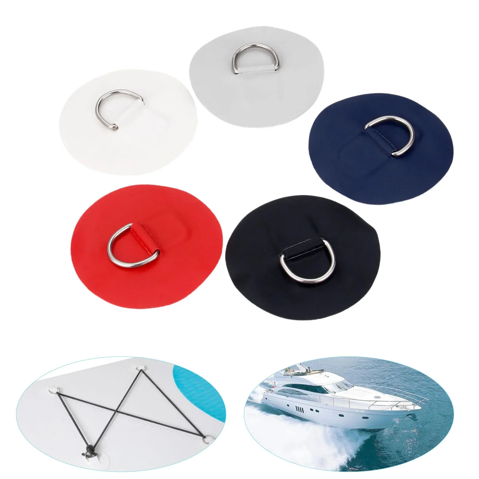 4 Pcs Marine Grade 316 Stainless Steel & PVC Kayak D-ring Pad Patch For Raft Canoe Surfboard Kayak Inflatable Boats Accessories