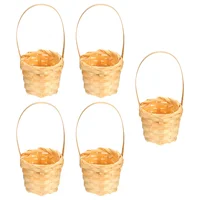 5 Pcs Small Storage Containers Mini Flower Basket Woven Baskets Linen Bamboo Bathroom for Wedding 1
