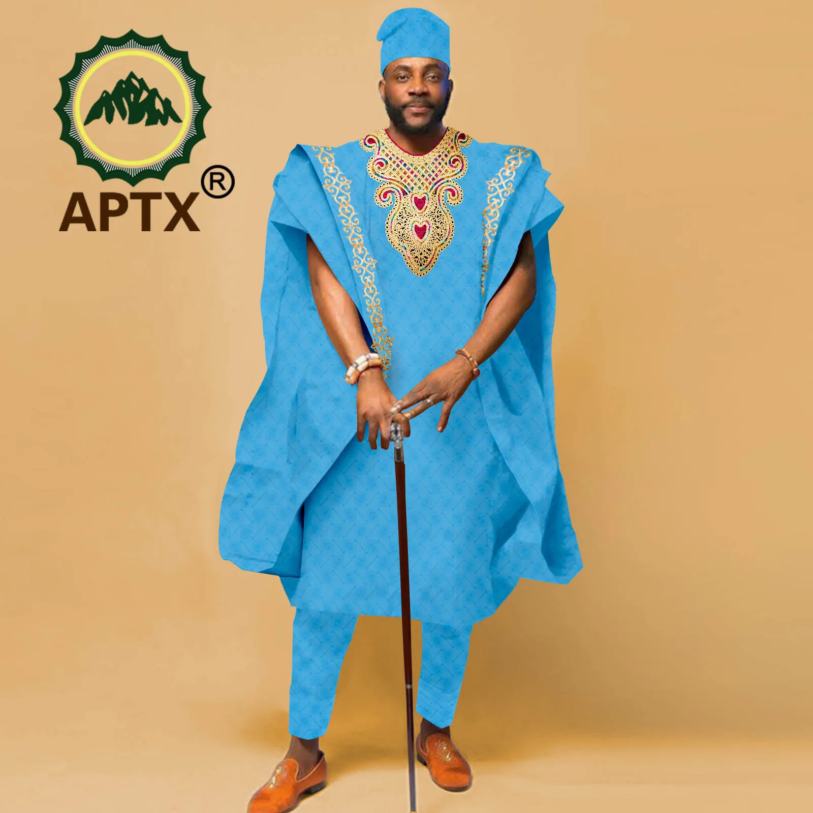 African Agbada Suit For Men Embroidered Robe Dashiki Cover Shirt Trousers Hat 4 Piece Men'S Muslim Costume A2216066 11 African Agbada Suit For Men Embroidered Robe Dashiki Cover Shirt Trousers Hat 4 Piece Men'S Muslim Costume A2216066