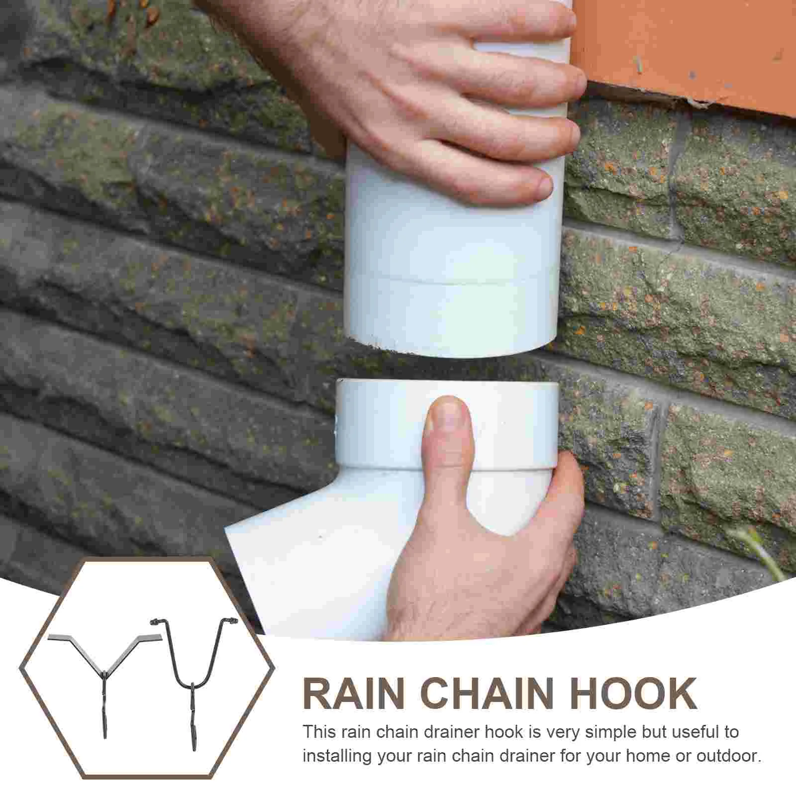 Rain Chain Adapter Rain Chain Hook The Black Outdoors Decorative Cups Replace Jaccuzis Noir Adapter Chains for Gutters Iron Blackets