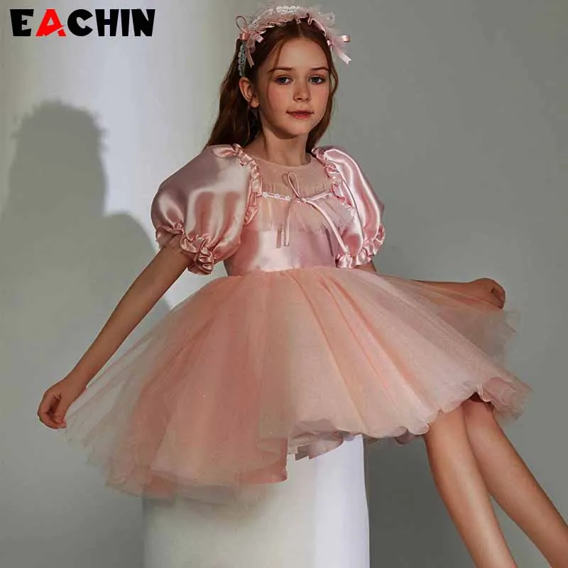 

Summer Girls Princess Dress Elegant Puff Sleeve Teen Girls Performance Dress Baby Kids Birthday Party Clothes Child Tutu Dress