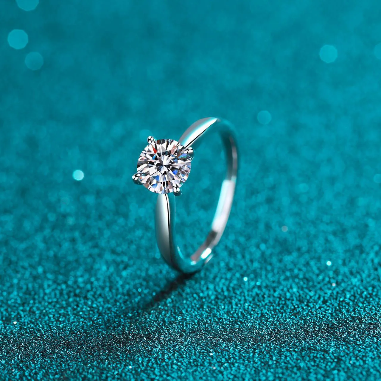 JECIRCON S925 Sterling Silver Ring for Women Moissanite Ring Popular Online Model Plated PT950 Classic 4-claw Jewelry Wholesale