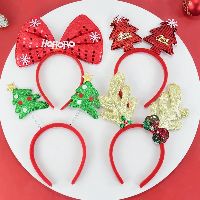 Christmas Headwear Hair Band Cute Santa Claus Elk Snowman Deer Horn Hair Hoop for Merry Christmas Decorations New Year Xmas Gift