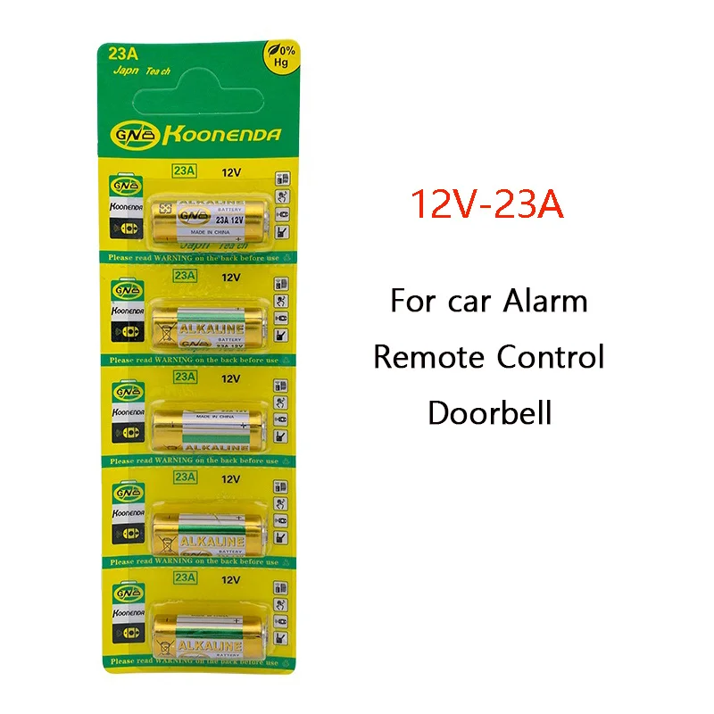 5 Pz Batteria Alcalina A Secco 12V 23A A23 23Ga A23S E23A Ms21 V23Ga Gp23A Lrv08 Per Campanello Telecomando Allarme Auto