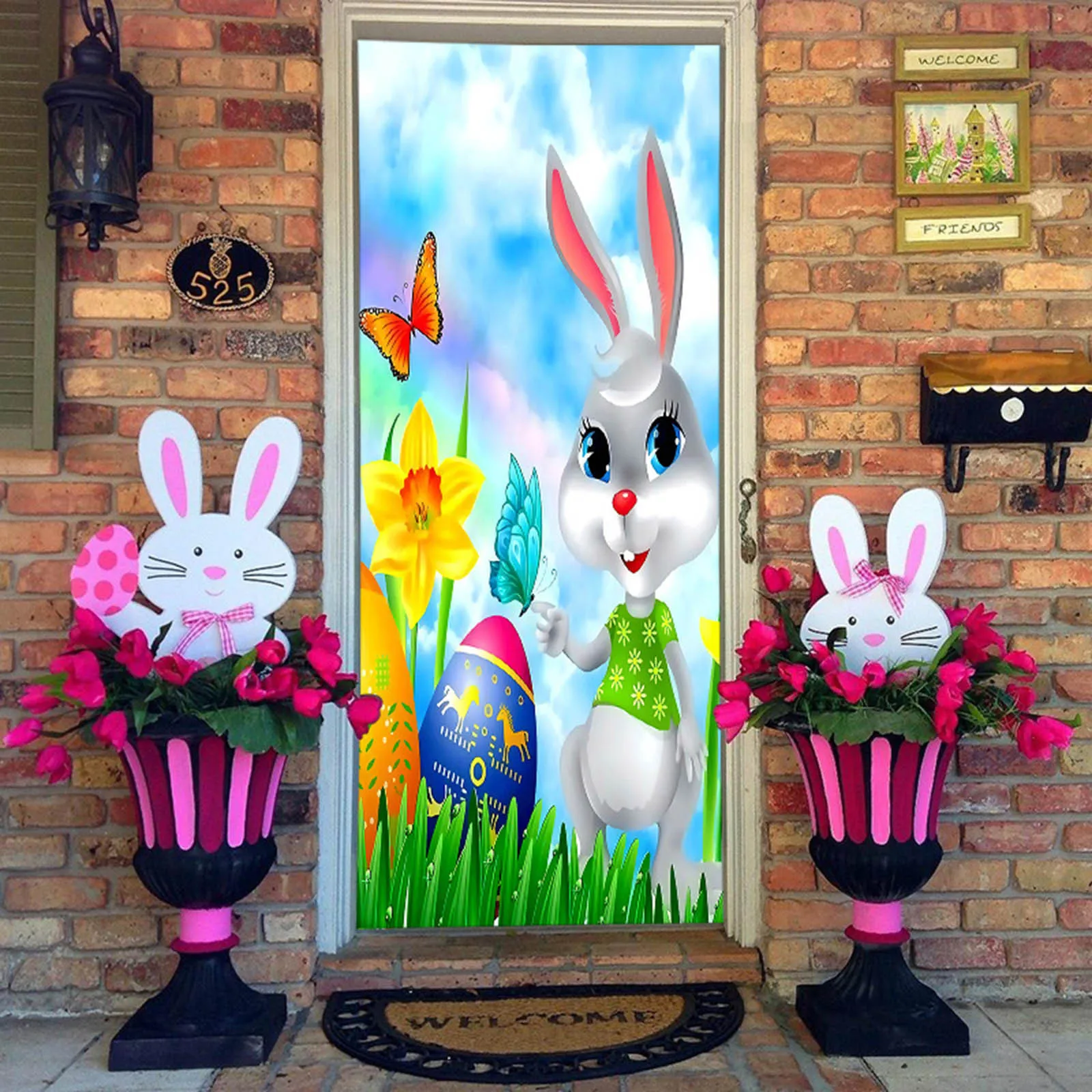 

Счастливая Пасха, дверной чехол, украшение, милый кролик, дверь, Обложка, Фотофон, принадлежности, крышка для двери яйца, весна