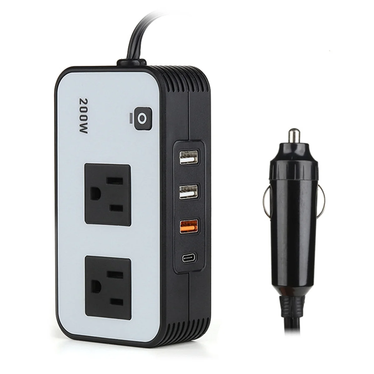 

200W Car Power Inverter, DC 12V to 110V AC Car Plug Adapter Socket with USB Fast Charger 2.4A USB/Laptop Car Charger