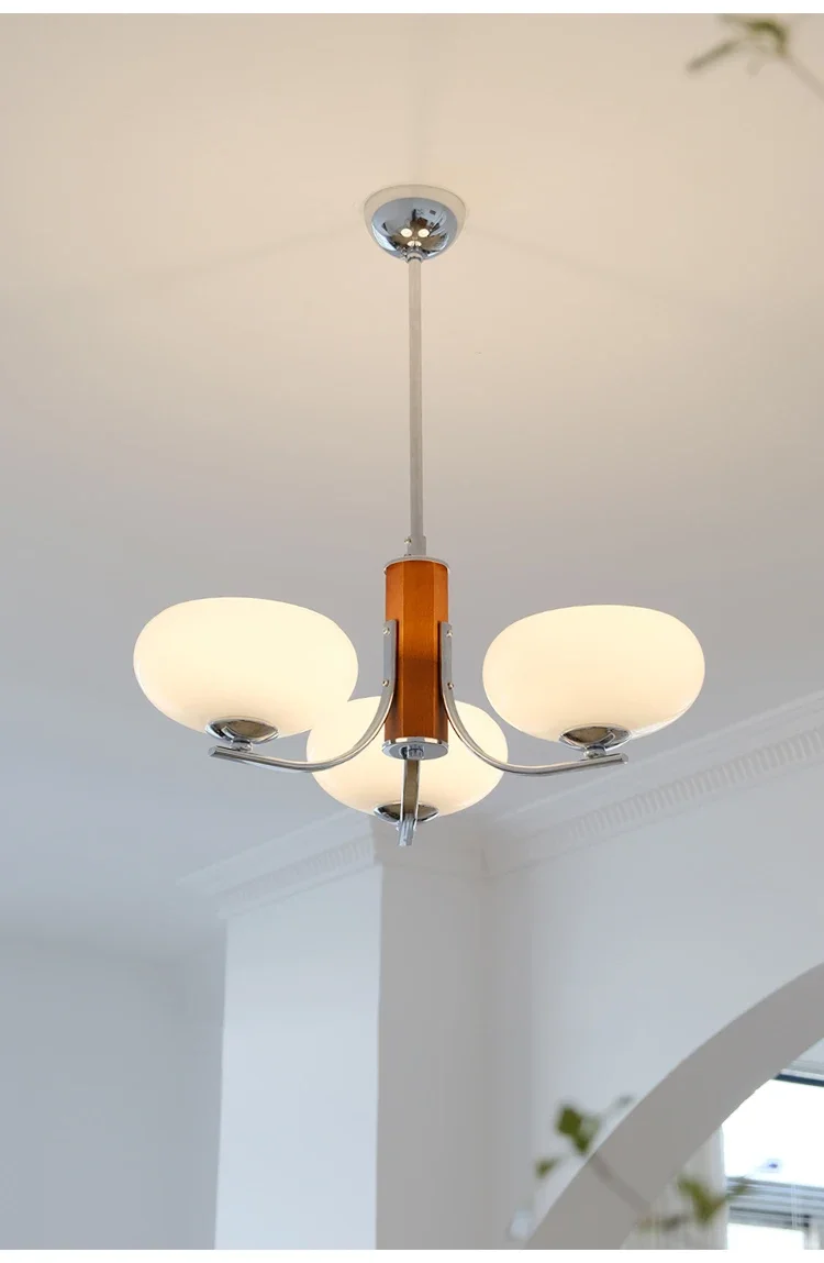 Description Picture 3 of itemVintage Glass Pendant Light Retro Wood Living Room LED Ceiling Chandelier Restaurant Dining Table Loft Hanging Light for Fixture