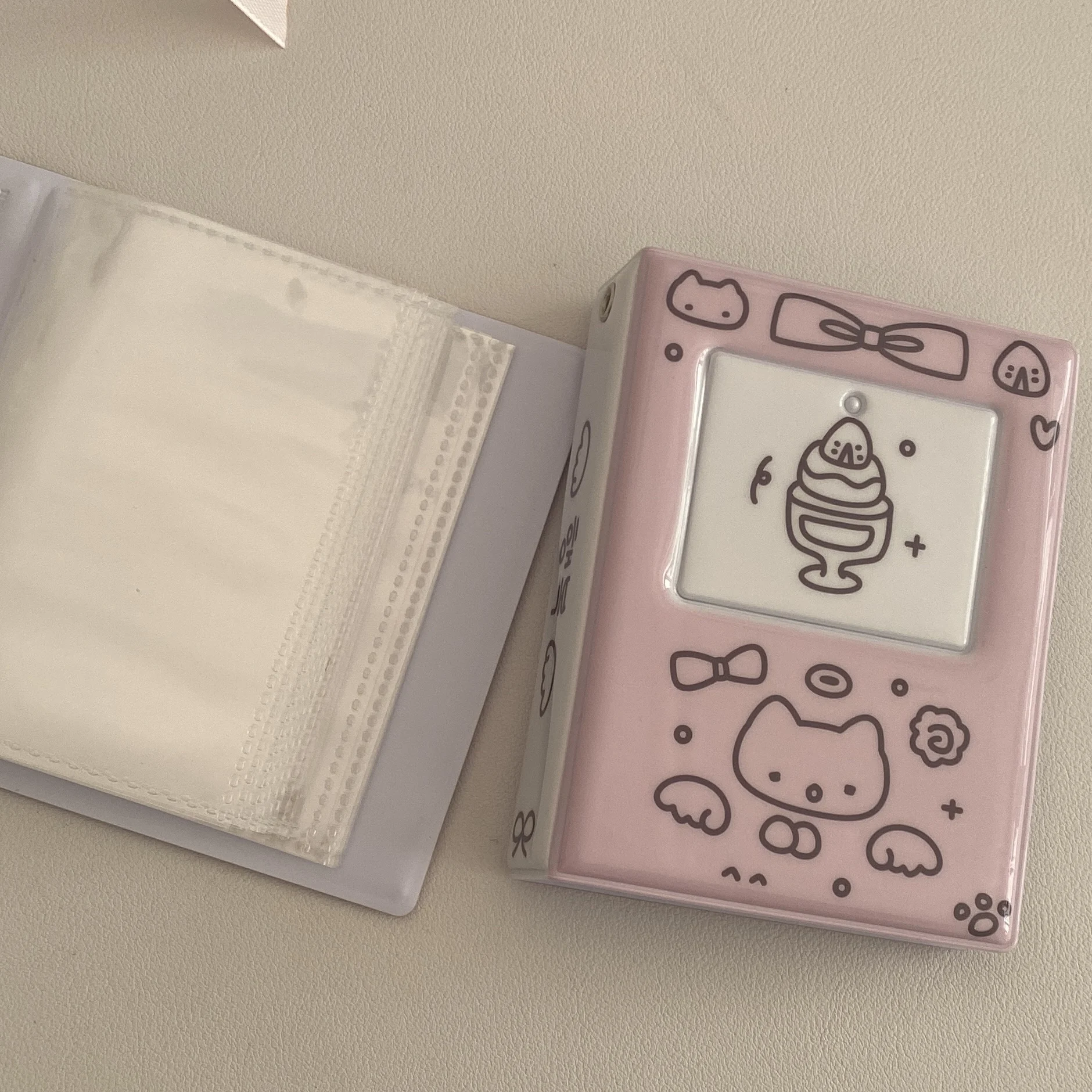 Steve Cute Pink Purple Graffiti Cat Dessert 3 Inch 1-frame Photo Album Kpop