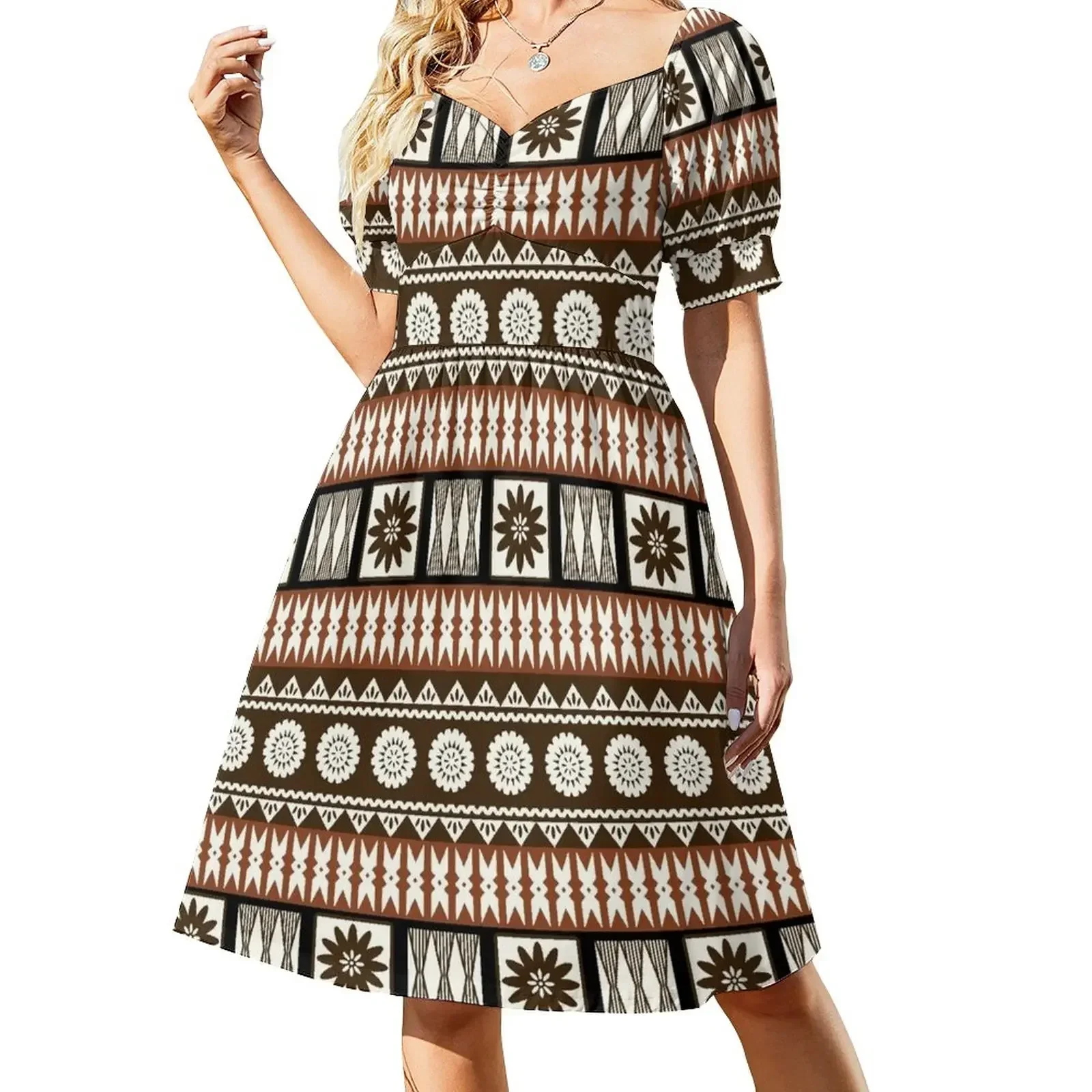 thumbnail image 1 of Vestido de manga corta de tapa de Fiji Masi, vestidos de fiesta, vestido de fiesta, 1 of 8