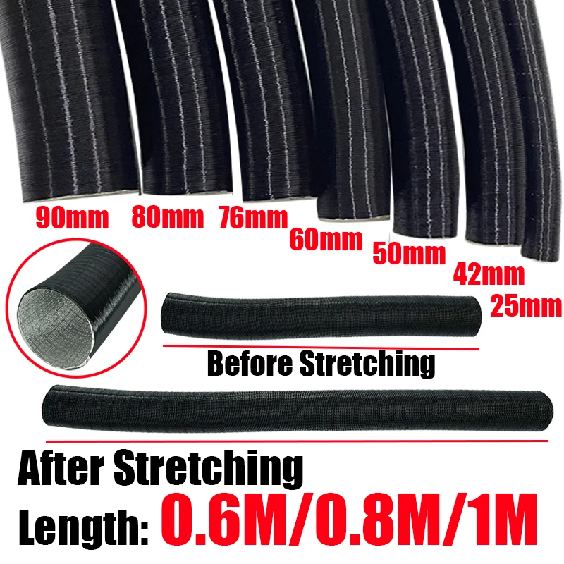 25mm 42mm 60mm 50mm 75mm 90mm Diameter Air Diesel Parking Heater Duct Pipe Tube Hose 0.6/0.8/1M Length For Webasto Eberspacher air diesel heater duct