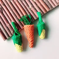 Pet Parrot Chewing Teething Toys Hamster Rabbit Hand-woven Straw Rope Carrot Corn Rattan Ball Toys Bird Cage Hanging Accessories 2