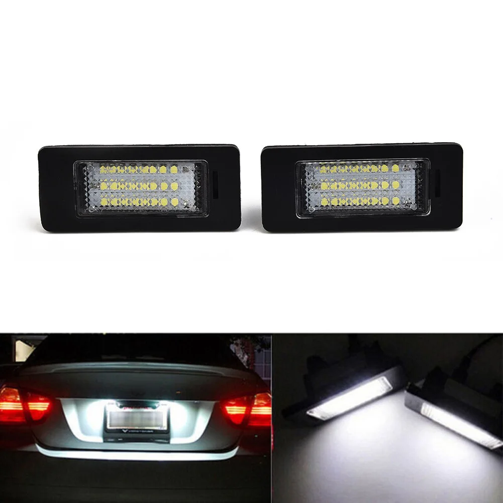 

2 Pcs Car Black 24LED License Plate Number Light For BMW E90 M3 E92 E70 E39 F30 E60 E61 E93 8-30V White 6000-6500K 7.3x3.2x3cm