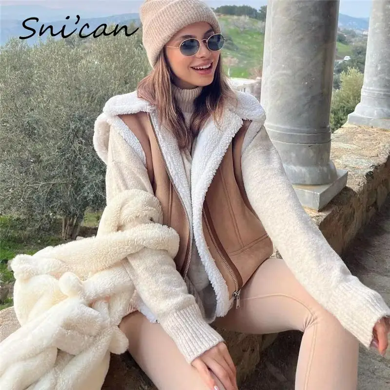 

Thick Warm Winter Faux Fur Sleeveless Vest Fashion Women Oversize Casual Outwear Female Tops chaquetas de invierno para mujer