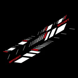 Striped Side Body Sticker Decals - Set of 2 (White Red Gray)