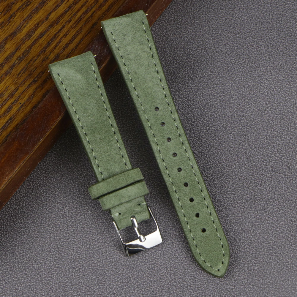 Premium Leder Wildleder Uhrenarmband 18mm 20mm 22mm Armband Grau Blau Braun Uhrenarmbänder Schnellverschluss Armband Gürtel Zubehör – Detail 12