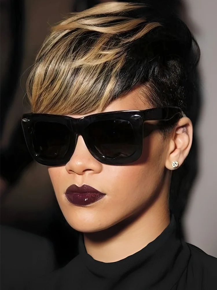 Lekker 100% 인모 가발 컬러 블론드 짧은 픽시 컷 여성용 브라질 레미 헤어..