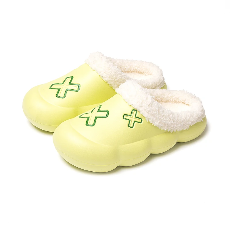 

Waterproof Women Cotton Slippers Home Plush Soft Soled Cloud Slides Couples Winter Fur Shoes Non-Slip Platform Slippers for Man