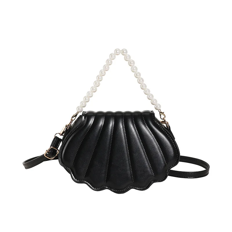 Niche Design Bag for Women Autumn New Pearl Chain Bag for Girls Candy Color One Shoulder Crossbody Shell