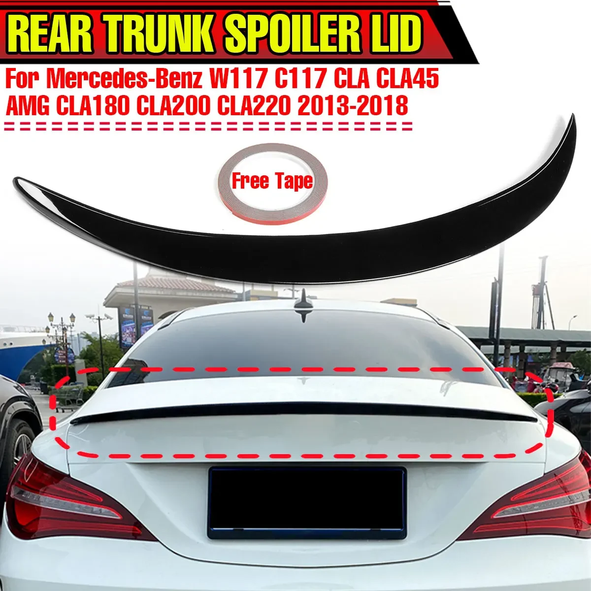 

New Car Rear Trunk Spoiler Lip Extension For Mercedes For Benz W117 C117 CLA CLA45 AMG CLA180 CLA200 CLA220 2013-2018 Body Kit