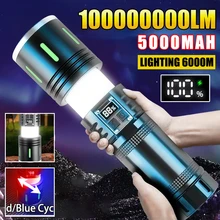 다기능 고전력 LED 손전등 USB 충전식 전술 조명 내장 배터리 야외 캠핑 줌 휴대용 토치