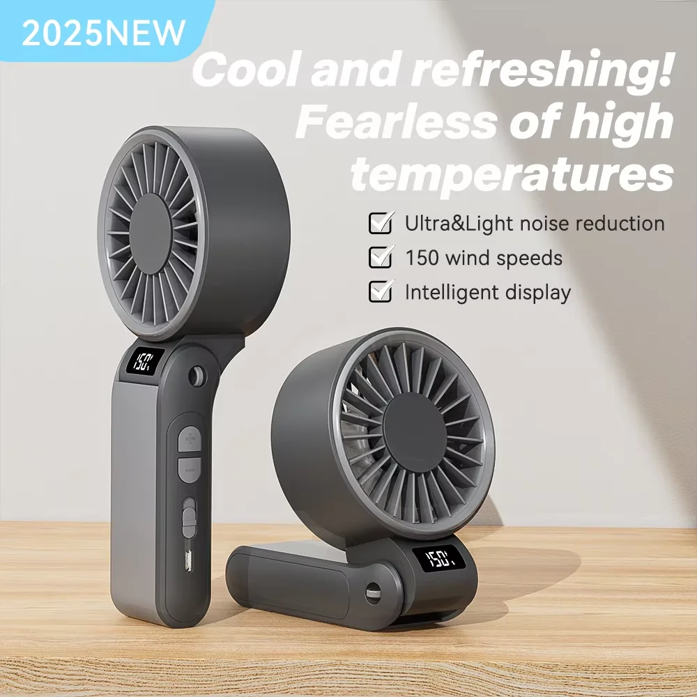 Foldable Rechargeable Handheld USB Fan - Portable Mini Cooling with Adjustable Speeds