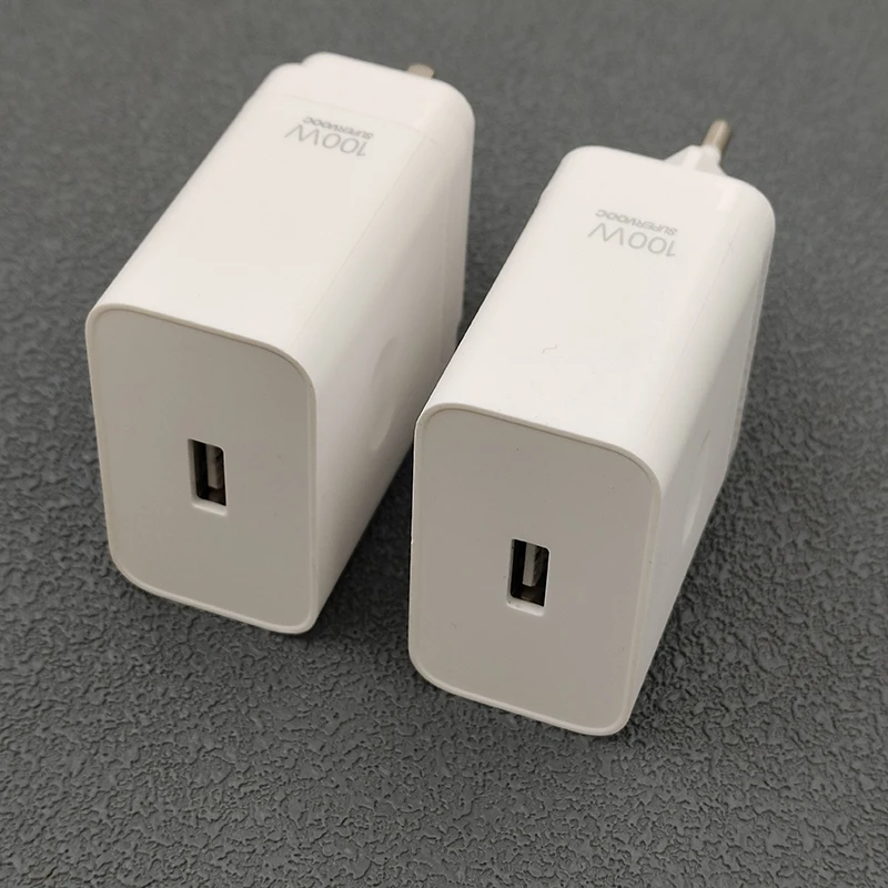 100W Supervooc Fast Charger with USB A Power Adapter & Type C Cable, EU/UK Plugs
