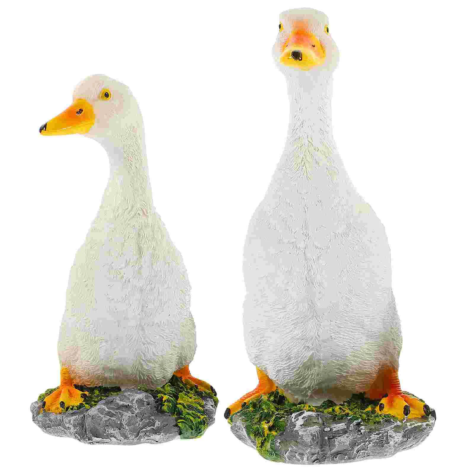 

2 Pcs Simulated Bird Sculpture Figurine Ornaments Garden Decor Resin Crafts Fake Prop Portable Pond
