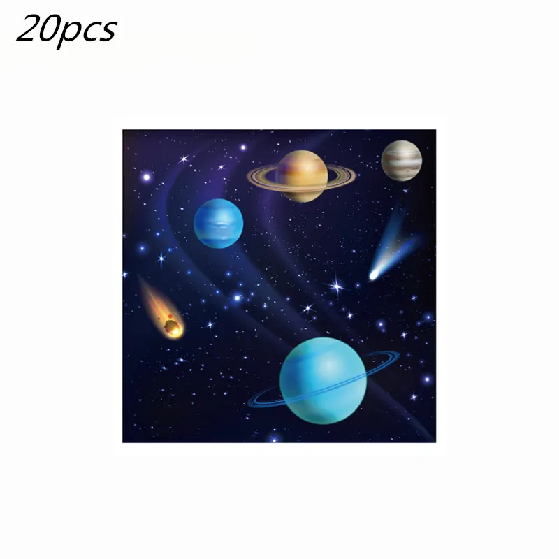 Description Picture 5 of itemAstronaut Solar Universe Space Theme Party Supplies Disposable Tableware Paper Cup Plates Napkins Kids Birthday Party Decoration