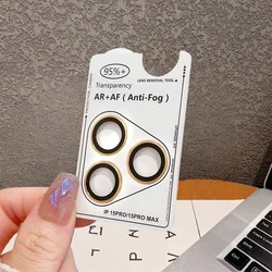 3D Titanium Color Metal Ring Lens Tempered Glass Camera Protector (1 - 3 Pieces) - 12Pro 12proMax(3pcs (Gold)